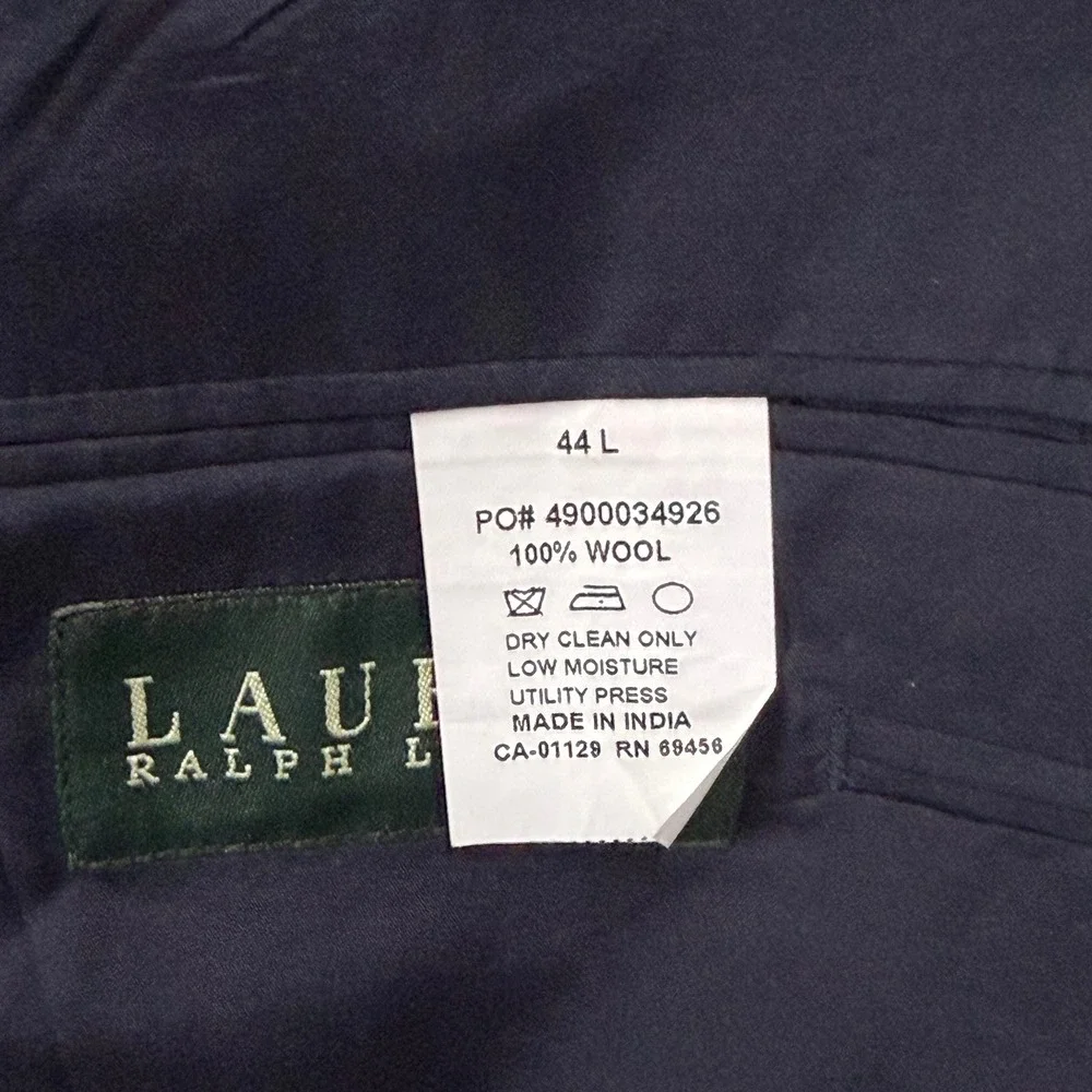 LAUREN RALPH LAUREN Blazer Mens 44L Blue Wool Gold Buttons Sport Coat Jacket